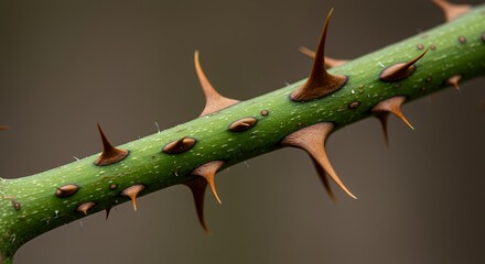Macro Photography of a Rose Stem's Thorns: A Detailed Close-Up