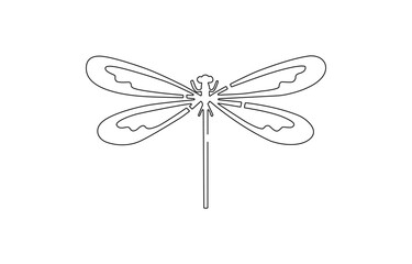 Dragonfly continuous one line art drawing of outline vector illustration, Dragonfly continuous one line drawing, Dragonfly continuous one line art drawing of outline.
