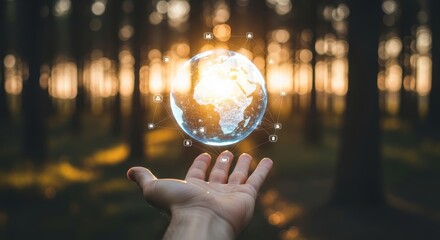 Fototapeta premium Protecting Our Planet A Global Responsibility in the Palm of Your Hand