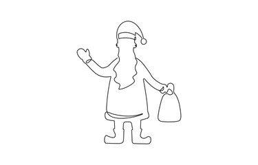 Continuous one line drawing of Christmas Santa Claus hat, Santa Claus hat, single line art element, Minimalist One Line Santa Claus Drawing – Christmas.