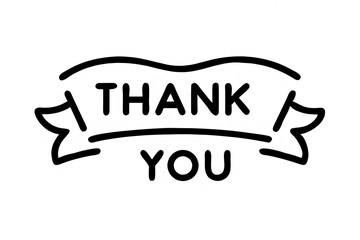 Thank you text on a decorative banner isolated on white background