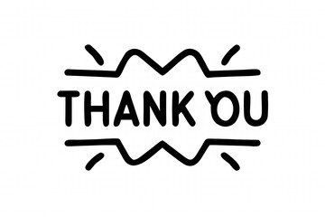 Thank you text in a speech bubble with rays isolated on white background