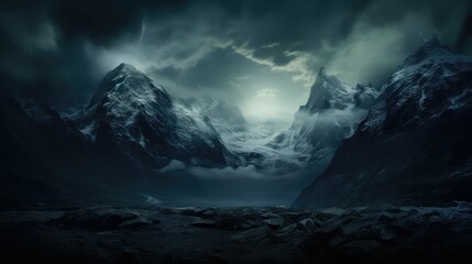 Obraz premium sinister dark evil background mountains