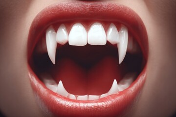 Close-up of a smiling woman's healthy mouth and teeth, highlighting her radiant expression and dental care beauty