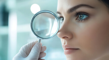 Scientist Examining with Magnifying Glass