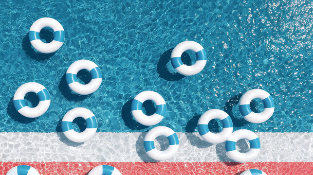 Summer background wallpaper swimming rings on the water generative ai 