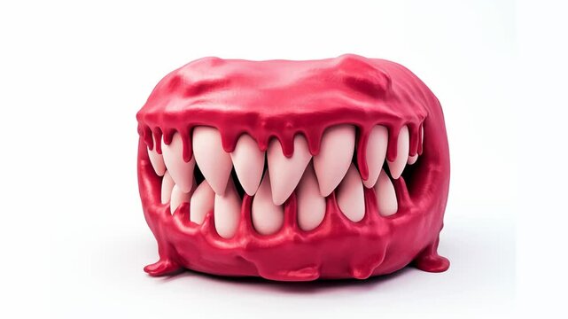 Halloween vampire dracula mouth with sharp teeth and red lips.