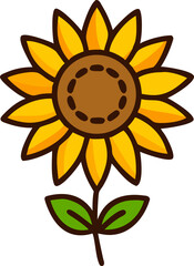 Cartoon Style Sunflower Illustration
