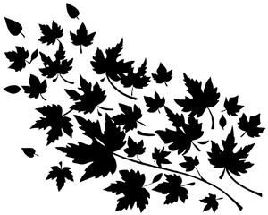 Falling Maple Leaves – Black Silhouette Autumn Design