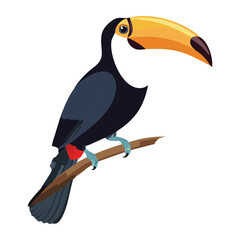 Majestic Toucan Bird Perched on Tree Branch