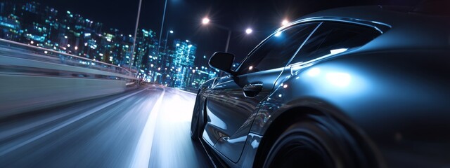 Night Drive Cityscape Speed and Luxury Car