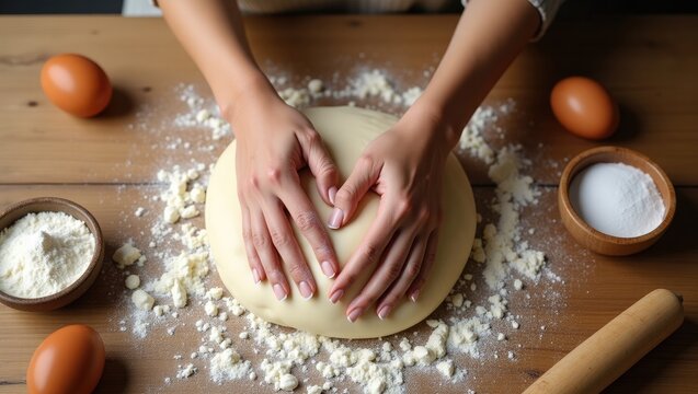 woman kneading dough - Powered by Adobe