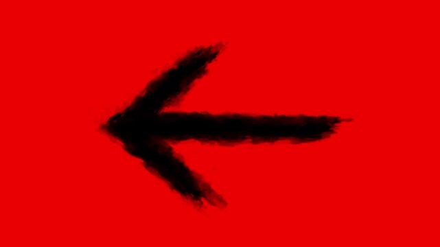 Quick paint strokes. 2D animation. Symbol and sign. Animated video clip. Red and black background.