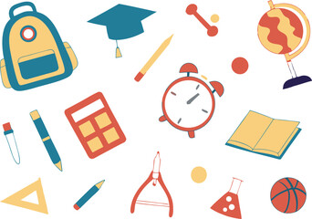 Back to School Stationery & School Supplies Icon Set &ndash; Modern Vector Collection