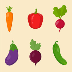 Farm fresh vegetables vector icons