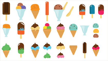 Ice Cream Vector Set for Summer Designs, Sweet Summer, icecream icons, patterns, illustration