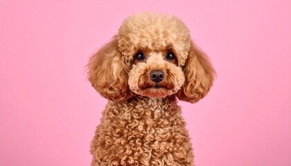 cavalier king charles spaniel on pink background