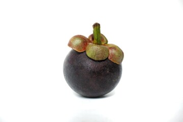 Fresh mangosteen fruit isolated on white background.