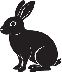 Rabbit black silhouette vector art