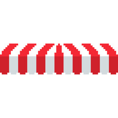 pixel art red and white striped tent shop, red and white roof shop