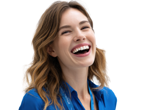 Radiant Smile: Capturing the authentic joy and open expression of a young woman, with a genuine smile that illuminates her face, reflecting a sense of confidence and natural beauty.