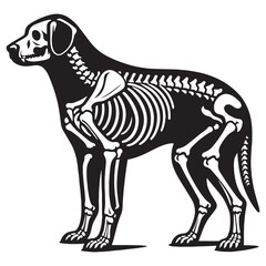 Linear beauty of a loyal creature – Dog skeleton silhouette in crisp Dog skeleton vector – Dog skeleton illustration

