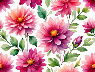 Vibrant Watercolor Floral Pattern: A Festive Mosaic of Colorful Flowers