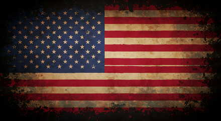 A weathered, distressed American flag, showing age and wear.