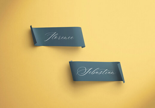 Curled Place Card Mockup