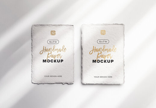 5x7in Handmade Paper Mockup Deckle Edge Card Set