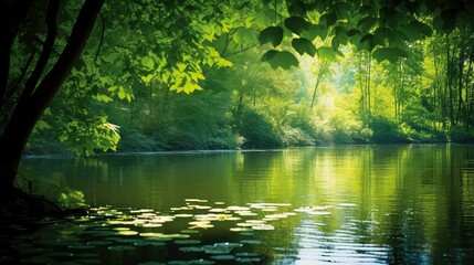 Obraz premium pond green swirl border