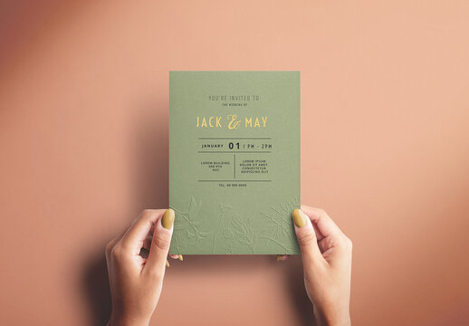 5x7in Invitation Card Mockup in Hands