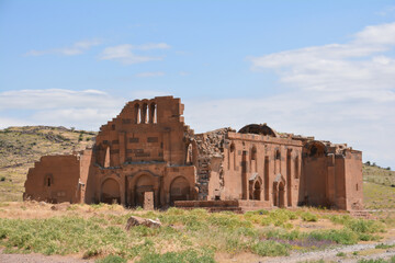 Temple in nature. Armenian church in the mountains. under the Monastery and beautiful nature. Cross on the dome of the church. Yereruyk temple © Artur Harutyunyan