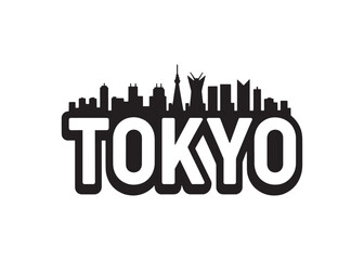 Obraz premium Cityscape of Tokyo Japan Skyline Design with Text Overlay and City Silhouette, Promoting Urban Travel and Tourism Destinations