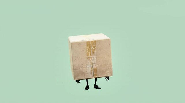 3D animation of a cardboard box character dancing in a fun loop. Perfect for advertising, mascot, or delivery-themed projects with a humorous and playful vibe.