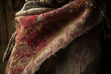 Textured Textile Fabric with Intricate Patterns and Rich Colors