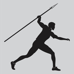 Javelin Thrower in Mid-Throw silhouette vector design art and illustration