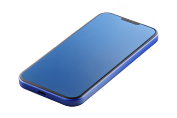 Blue smartphone mockup isolated on transparent background