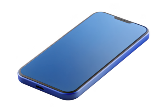 Blue smartphone mockup isolated on transparent background - Powered by Adobe