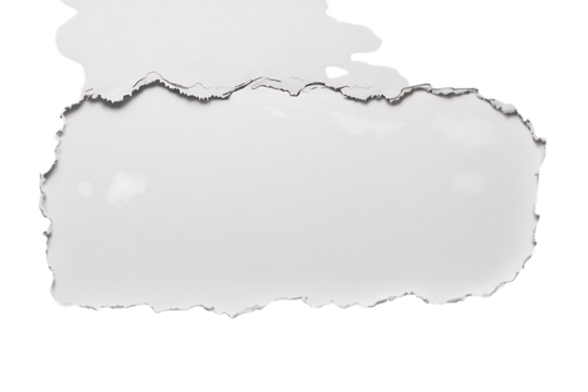 Torn paper frame white irregular edge isolated on transparent background