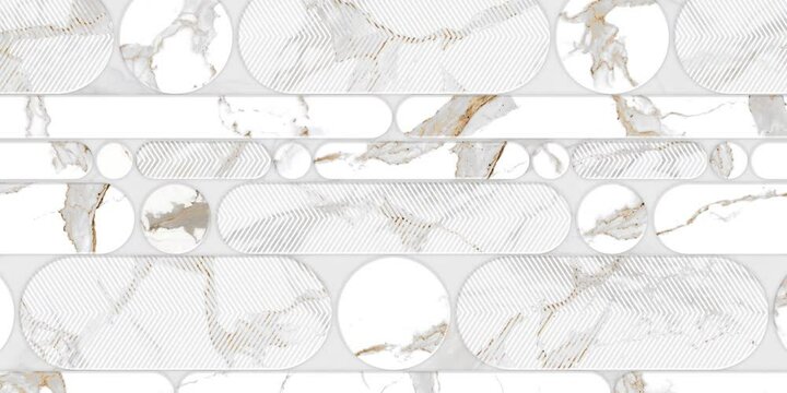 White floral ceramic tile design with daisy flowers and marble texture, decorative wall pattern for kitchen, bathroom, and home interiors