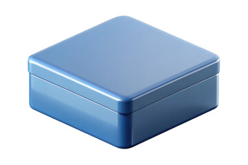 Square blue metal tin box isolated on transparent background