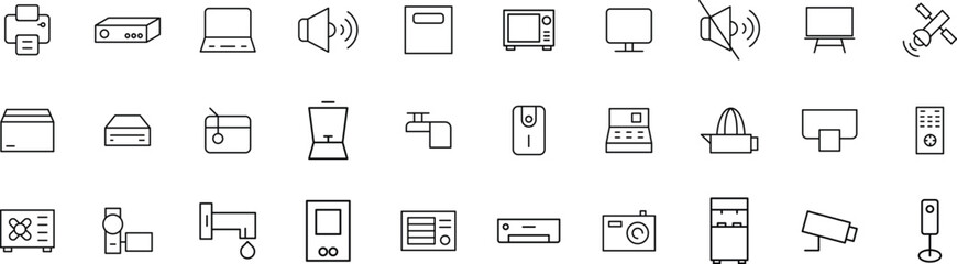 Smart Home & Electronic Device Icons set – Appliances, Controls, Audio, Security, and Utilities