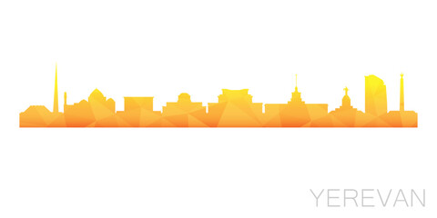 Yerevan, Armenia Low Poly Skyline Clip Art City Design. Geometric Polygon Graphic Horizon Icon. Vector Illustration Symbol.