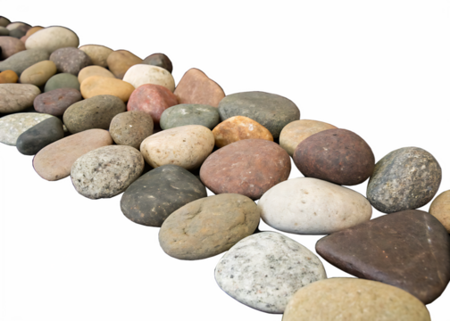 the image shows a diverse group of smooth river ro isolated on white background, png, ai generated