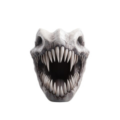 Fierce dinosaur skull with open mouth on black background