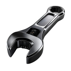 Minimal 3D render of a silver wrench icon, sleek and stylized as a UI element, isolated symbol look, transparent to transparent background