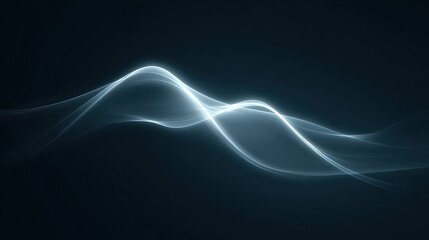 Fototapeta premium Ethereal Light Waves in Soft Blue and White Against Dark Background