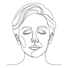 Woman Face Line Art Minimalist Black and White Portrait