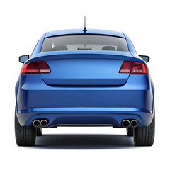 blue car back view isolated on transparent white background, clipping path